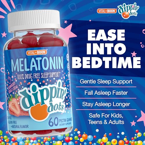 Melatonin Sleep Support Gummies for Children and Adults | |5mg Per Gummy | Faster & Longer Sleep | Strawberry Sunset Cre