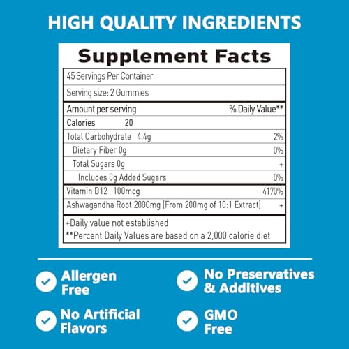 Ashwagandha Gummies 2000mg High Strength Root Extract Supplement for Men and Women
| Strawberry Flavour Ashwagandha Gum