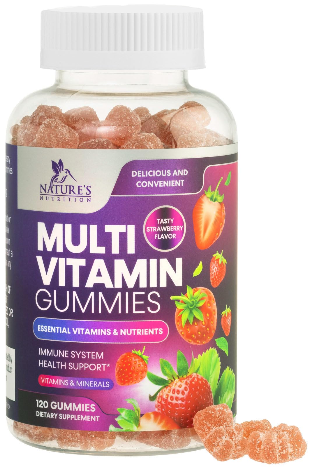 Multivitamin Gummies for Adults with Immune Support and Essential Vitamins A, C, D, E, B-6, B-12, Zinc - Daily Suppleme